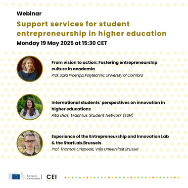 CEI webinar banner with pictures of speakers